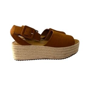 NEW American Eagle Espadrille Platform Sandals‎ Ankle Strap Brown Wedges Size 10